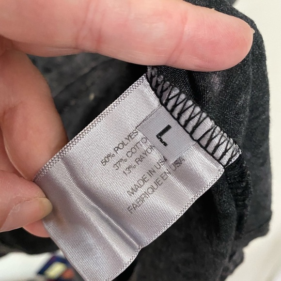 Pam & Gela Distressed Gray Graphic T Shirt Oversized Off Shoulder Tee Large NWT - Picture 6 of 14